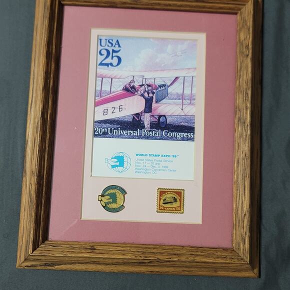 Vtg 1989 20th Universal Postal Congress World Stamp Expo Framed Stamps - Picture 1 of 6